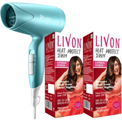 Livon Heat Protect Serum, For Protection Upto 250C, 2X Less Hair Breakage and Syska Hair Dryer(200 ml)