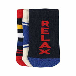 LIFE by Shoppers Stop Boys Stripe Colour Block and Printed Knitted Socks Pack Of 3 (Multi-Coloured,0-3 Months)