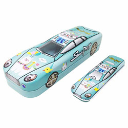 Parteet Multicolour Cartoon Printed Car Shape Matal Pencil Box With Small Car For Kids(Mickey Mouse)