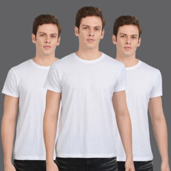 Scott International Solid Men Round Neck White T-Shirt(Pack of 3)