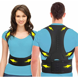 JINI COLLECTION Extreme Unisex Magnetic Back Brace Posture Corrector Therapy Shoulder Belt For Lower and Upper Back Pain Relief | Band Posture Corrective Real Doctor Belt For Men & Women - (Free Size)