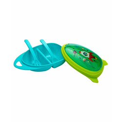Mee Mee Air-Tight Baby Toddler Feeding Bowl with Fork & Spoon (Blue)