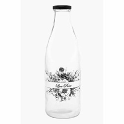 Ivy HomeStop Round Printed Milk Bottle with Lid (1 L, Free Size, Black)