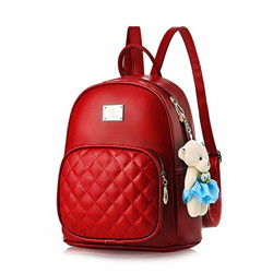 Kausbabi® Girls PU Leather Backpack/School/College/Tution/Coaching Backpack (Red, PG-0032)