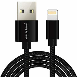 Marley Hudson® V3 Extra Tough Unbreakable Nylon Braided Fast Charging Data & Sync Cable - Compatible with iOS Supported Devices (Black)
