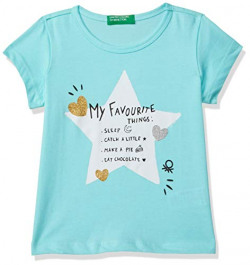 United Colors of Benetton Baby-Girl's Regular T-Shirt (20P3096C1AUPG_Aqua Sky Blue 0Y)