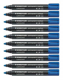 Staedtler Lumocolor 352-3 Bullet Tip Permanent Marker - Blue- Pack of 10