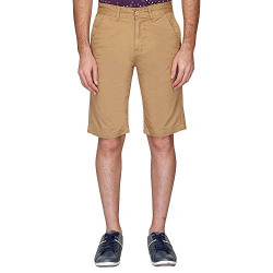 Life by Shoppers Stop Mens 4 Pocket Solid Shorts Khaki