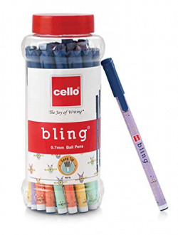 Cello Bling Pastel Ball Pen | Blue Ball Pen | Jar of 25 Units | Best Ball Pens for Smooth Writing | Ball Point Pen Set | Pens for Students | Office Stationery Items | Best pen for Exam