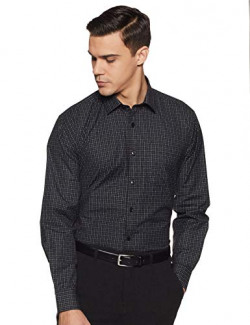 Amazon Brand - Symbol Men's Checkered Regular Fit Full Sleeve Formal Shirt (SY-SS19-FS-578_Black_42)