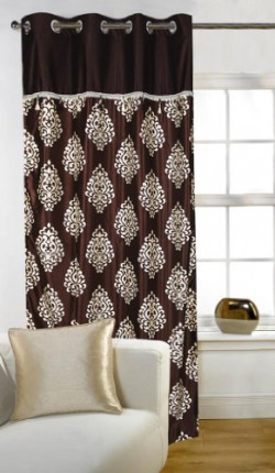 Home Candy Eyelet Fancy Polyester Door Curtain - 84 x48 , Brown (SOE-CUR-157)