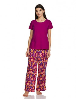 Amazon Brand - Myx Women's T-Shirt and Pajama Sleep Set Regular Top (PAG801_Multi Floral Pink_M)
