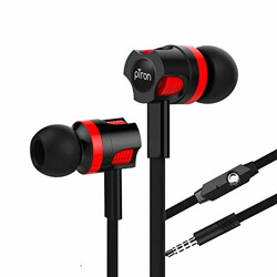 pTron HBE5 Raptor in-Ear Stereo Sound Wired Headphones with Mic, 10mm Powerful Drivers, Passive Noise Canceling Earphones with in-line Remote Control & Durable 1.2M Tangle-Free Cable - (Black & Red)