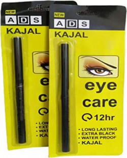 ADS kajal Long Lasting Extra Black Waterproof combo pack of 2 (black, 0.7 g)