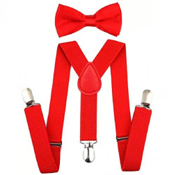 RR DESIGN Mens Suspender Belt and bow (RR Design_Red_Free Size)