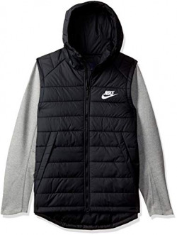 Nike Men's Hoodie (806864-11_Black/Dk Grey Heather/White_XL)