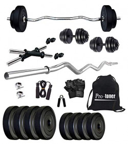 Protoner 16Kg PVC Combo Home Gym Package, Black