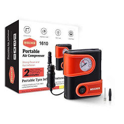 Woscher 1610 Portable Mini Tyre Inflator, 12V DC 100 PSI Tire Pump for Bike, Scooter & Car