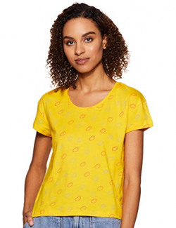 United Colors of Benetton Women's Regular fit T-Shirt (19A3PU4E621CI_Yellow El)
