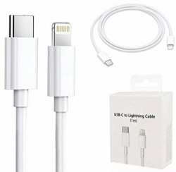 RoxxY iPhone Fast Charging Data Cable Type C to Lightning PD 1 m USB Type C Cable(Compatible with Apple iPhone XR , iPhone 11 & 12 all models, White, One Cable)