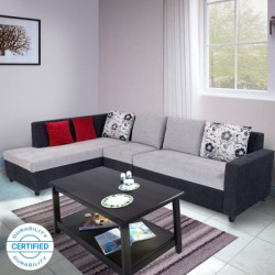 Bharat Lifestyle Nano Fabric 6 Seater  Sofa(Finish Color - Black Grey, DIY(Do-It-Yourself))