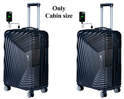 3G Atlantis Smart Series ABS 20-inch/55 cm USB Charging Trolley Travel Bag (Black) Set of 2