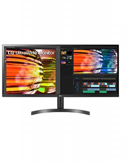 LG UltraWide 34 (86.6 cm) WFHD (2560 x 1080) IPS Display - HDR 10, Radeon FreeSync, sRGB 99%, Inbuilt Speaker Maxx Audio (5W x 2), HDMI x 2, Display Port, Audio Out - 34WL50S (Black)