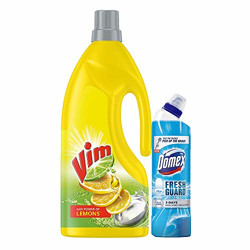 VIM Dishwash Gel Lemon 1.8 ltr with Domex Toilet Cleaner Ocean Fresh 250 ml Free