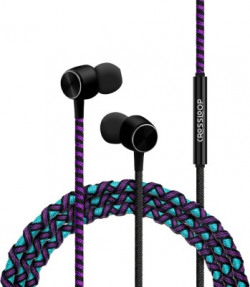 CROSSLOOP PRO Series Braided Tangle Free Designer Earphone with Metallic Driver for Extra Bass, in-Line Mic & Multi-Functional Remote with Voice Command Support, 3.5mm Universal Jack (Purple & Blue) Wired Headset(Purple, In the Ear)