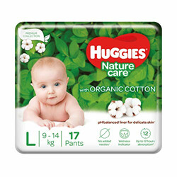 Huggies Nature Care Pants, Large (L) Size Baby Diaper Pants, 17 Count, Nature’s gentle protection with organic cotton