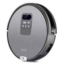 ILIFE V80 Robotic Vacuum Cleaner, Powerful Suction, Customized Schedule Cleaning, Ideal for Hard Floor, Low Pile Carpet, Vacuum and Mop (Grey)
