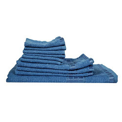 Eurospa Set of 10 Cotton Bath + Hand + Face Towel Set Blue (SPDHFCB171BLM10)