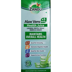 Zandu Aloe and 5 Herbs Juice | Good for Digestive Health, Skin and Liver Function | Ayurvedic Immunity Booster | 100% Organic Health Juice with No Added Sugar (500ml)