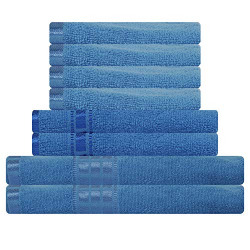 Eurospa Set of 8 Cotton Bath + Hand + Face Towel Set Blue (SPDHFCB173BLL8)