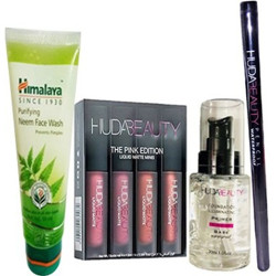 Himalaya Purifying Neem Face Wash (50 ml), Waterproof Eyeliner Pencil Stay For 36 Hrs, Primer (30 ml), 4 Mini Lipstick(4 Items in the set)