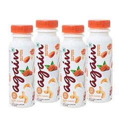 AGAIN Healthy Milkshakes : Almonds, Cashews, Dates, Honey | 8g of Protein| High on Nutrients|No Refined Sugar| 200 ml x 4