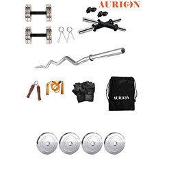 Aurion 12 Kg Chrome Steel Weight Plates Home Gym Pack