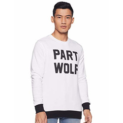 Amazon Brand - Symbol Men's Cotton Blend Round Neck Sweatshirt (AW19MNSSW36_White + Black_M)