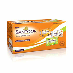 Santoor Total Skin Care Soaps (Sandal, Almond, Aloe Fresh Soaps combo), 125g (Pack of 6)