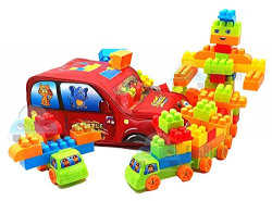 FunBlast Building Blocks for Kids with Wheel, Bag Packing, Best Gift Toy for Girls, Boys Multicolor (100 Pieces)