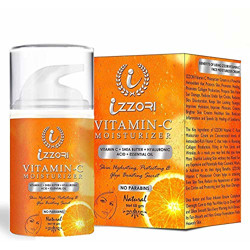 IZZORI VITAMIN C FACE MOISTURIZER CREAM with VIT C, SHEA BUTTER, HYALURONIC ACID and ESSENTIAL OILS for ANTI AGING, WRINKLE, SKIN BRIGHTENING,HYDRATING, RADIANT SKIN, UNDER EYE,DARK CIRCLES (50 GM)