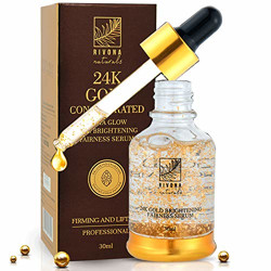 Rivona Naturals 24K Gold Face Serum with Hyaluronic Acid for Insta Glow Skin Brightening & Fairness, Moisturizing, Anti Aging & Remove Age spots - 30ml