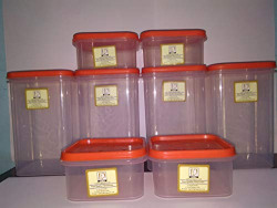 Laplast Plastic Storage Container, 8-Pieces, Orange