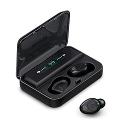 RAEGR AirShots 500 TWS Wireless Earbuds,Bluetooth 5.0 TWS Wireless Earphones Headphones 50H Playtime with 1500 mAh Charging Case, IPX 7 Auto Pairing in-Ear Bluetooth Earphones with Mic Wireless Headset - Black RG10050