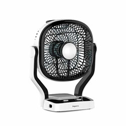 Impex Breeze-D1 Solar Rechargeable Fan with LED Light Dual Speed Mode 3 Blade Table Fan (Black)