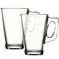 Pasabahce Dream Coffee Glass Mug, 250 ml,Set of 2