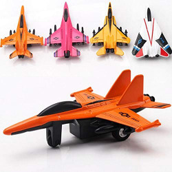 VGRASSP Pull Back Airplane Toy Set Die Cast Metal Military Air Force Themed Fighter Bomber Jets, Good for Kids Collection - 4 Pcs