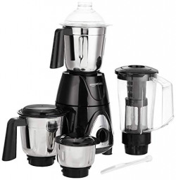 AmazonBasics Premium 750 Watt Mixer Grinder with 3 Stainless Steel Jar + 1 Juicer Jar, Black & Grey