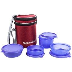 Signoraware Perfect Lunch Box with 15 cm Bag, Deep Violet