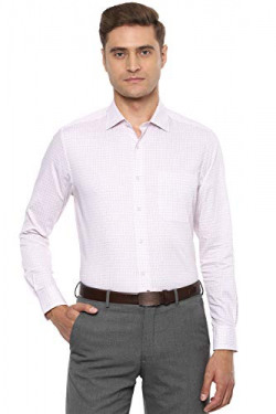 Louis Philippe Men's Checkered Classic Shirt (LPSFMCLPH65965_White 42)